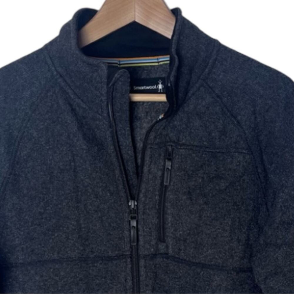Smartwool Echo Lake Full Zip Fleece Lined Jacket Mens Medium Charcoal Gray View 3